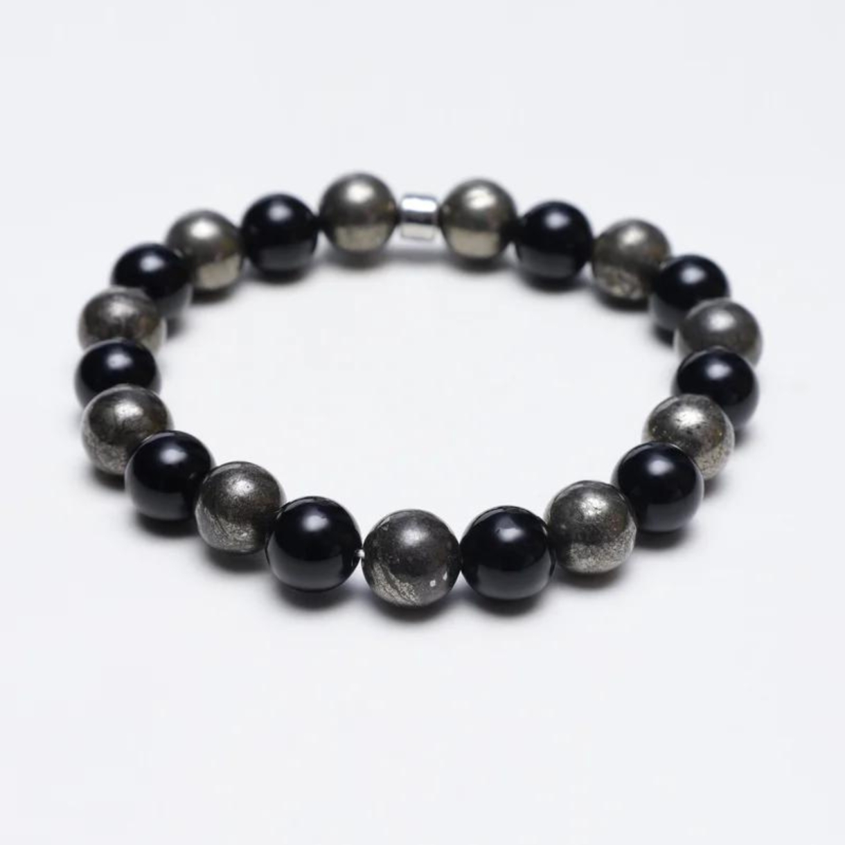 ESSENTIAL ONYX AND PYRITE ENERGY GEMSTONE BRACELET