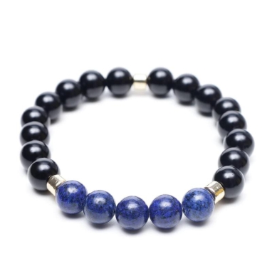 LAPIS LAZULI AND BLACK ONYX ENERGY GEMSTONE BRACELET