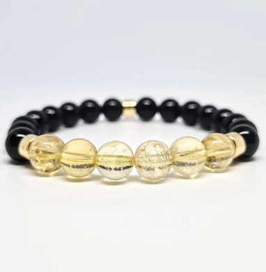 ONYX AND CITRINE ENERGY GEMSTONE BRACELET
