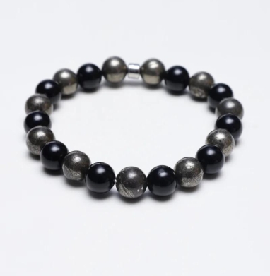 ESSENTIAL ONYX AND PYRITE ENERGY GEMSTONE BRACELET